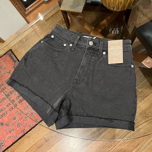 Madewell high rise black denim shorts